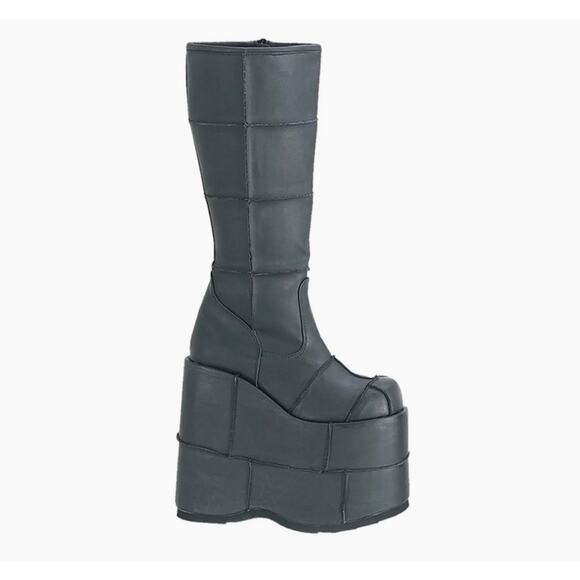 Demonia Other - Pleaser Demonia Stack-301 Black Vegan Leather Boots Grunge Punk Emo Mens 13